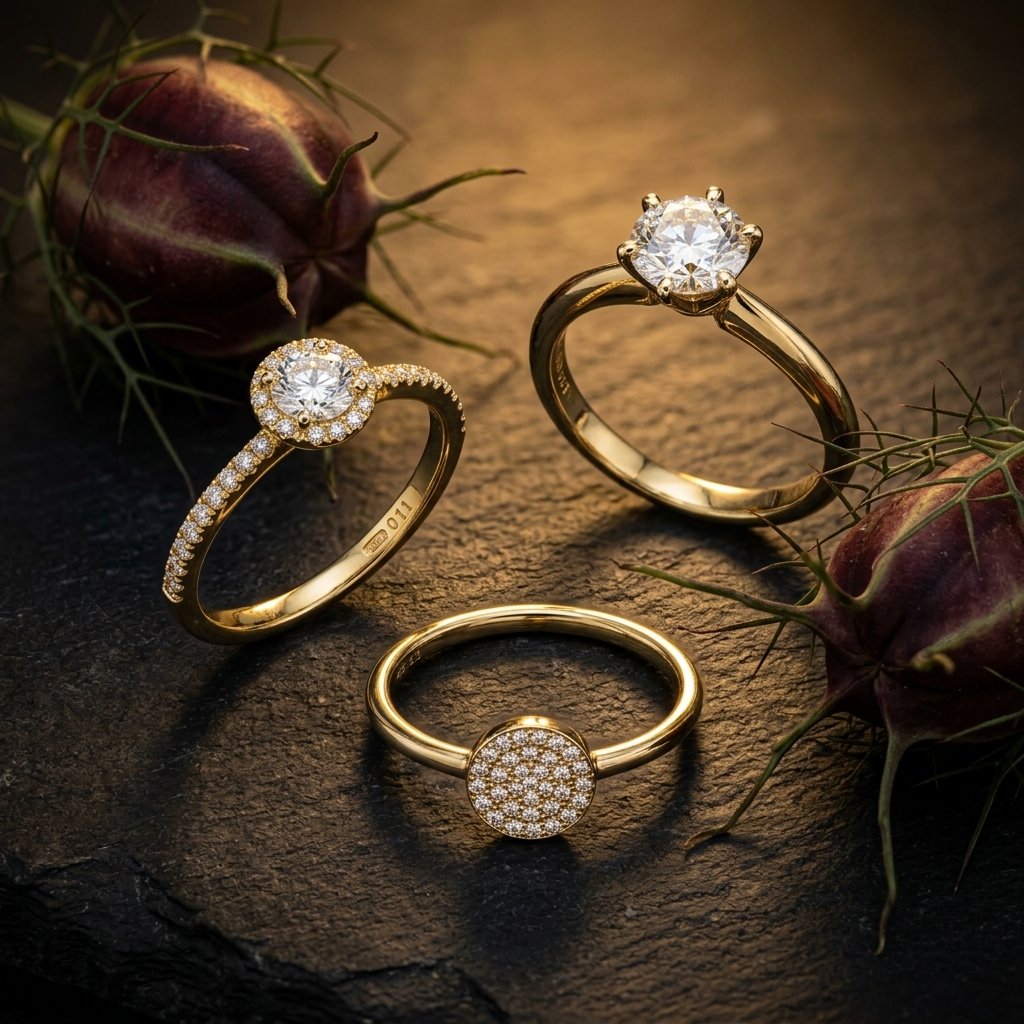 Solitär- und Memoire-Ringe in 18k Gelbgold – Juwelier Laner Bruneck