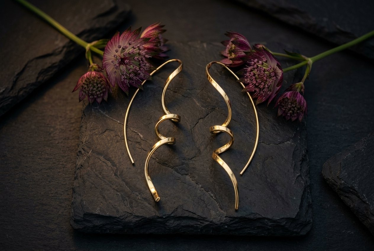 Spiralförmige 18k Gelbgold Ohrhänger – Italienischer Goldschmuck Bruneck