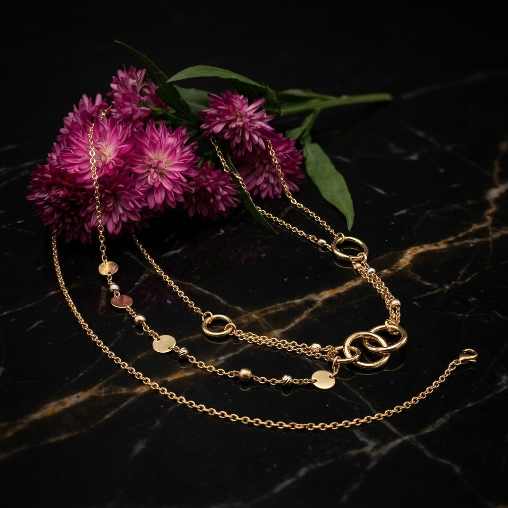 Feine italienische Gelbgold-Colliers mit Kreiselementen – Goldschmuck Bruneck