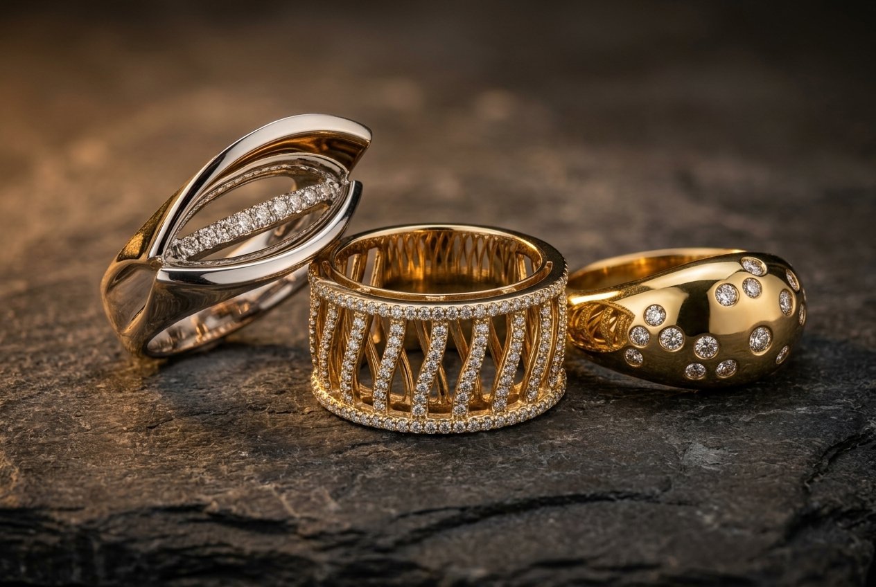 Statement Designer-Ringe in Roségold, Weißgold und Gelbgold – Juwelier Laner